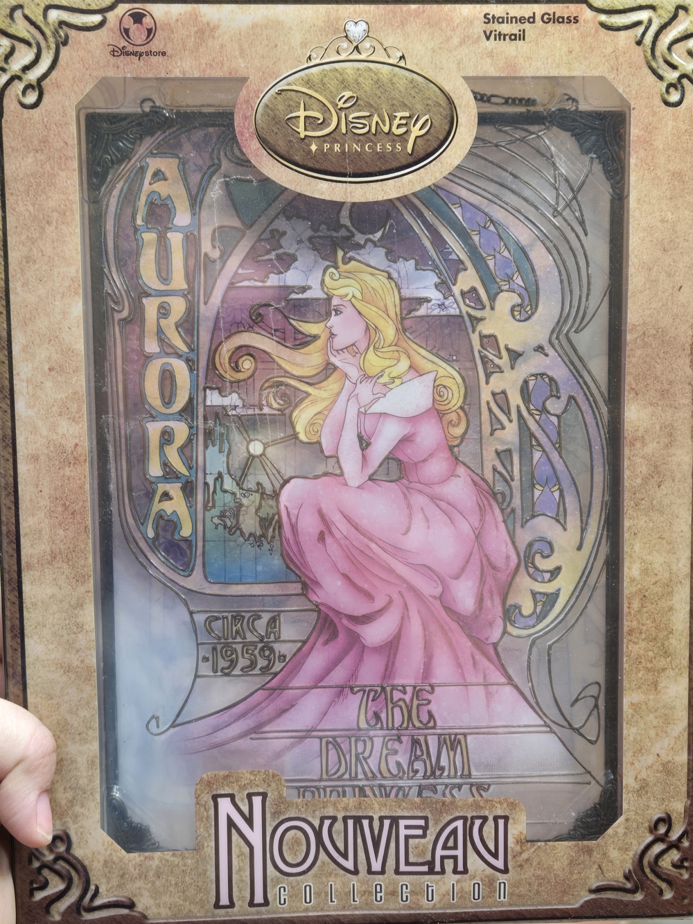 Vintage Disney Princess Aurora Stained Glass Art – Pink and Gold Accents